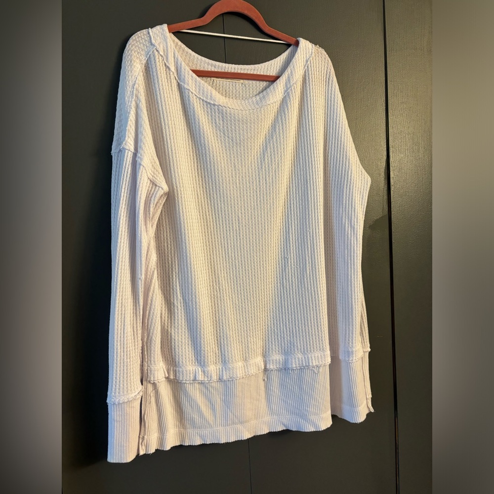 We the free, long sleeve, oversized, white, multi fabric, white small sweater